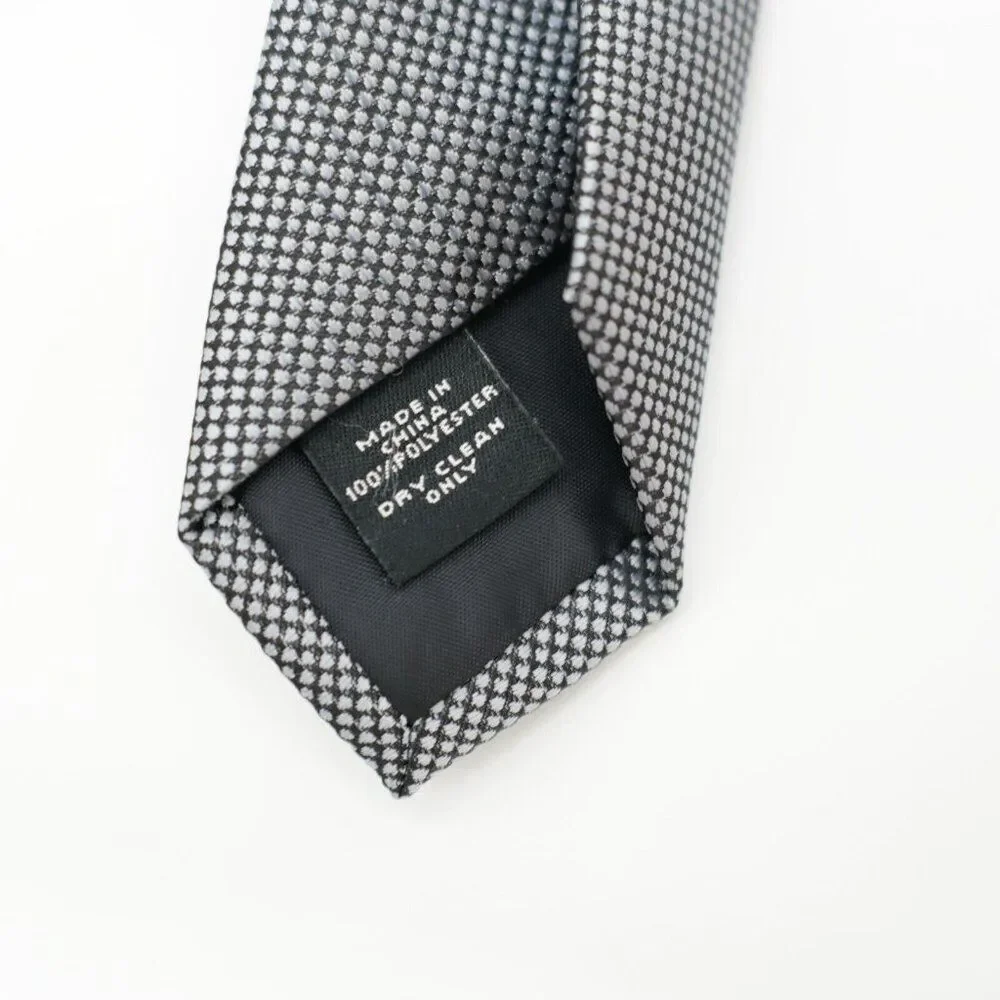 Express Gradient Gray Check Woven‎ Polyester Skinng Tie